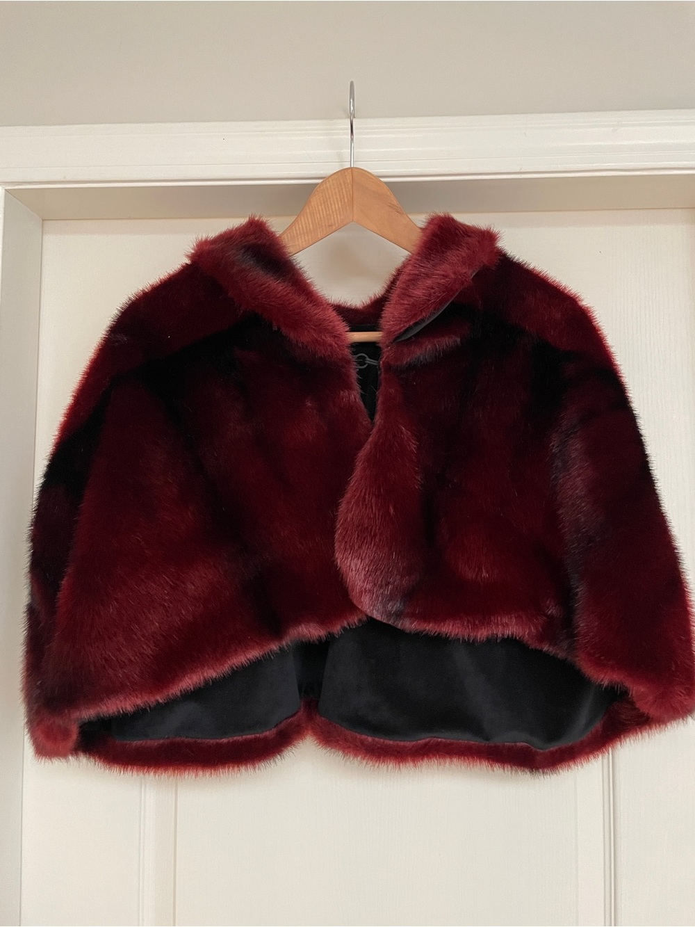 Women’s Burgundy Faux Fur Cape Jacket